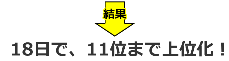 結果⇒18日で、11位まで上位化！