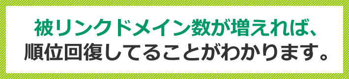 被リンクドメイン数が増えれば、順位回復してることがわかります。