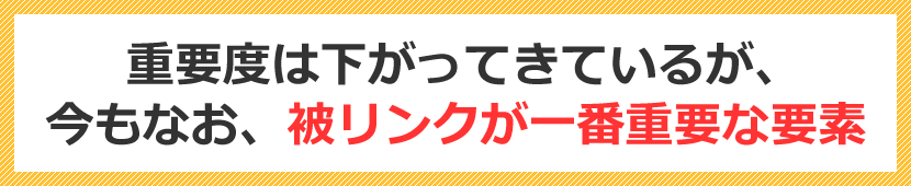 重要度は下がってきているが、今もなお被リンクが一番重要な要素 