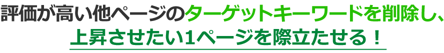 評価が高い他ページのターゲットキーワードを削除し、上昇させたい1ページを際立たせる！